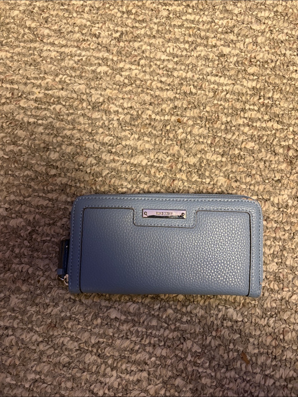 Nine West Blue Sky Pebbled Leather Zip Wallet